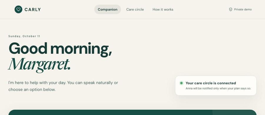 Screenshot of the CARLY interface